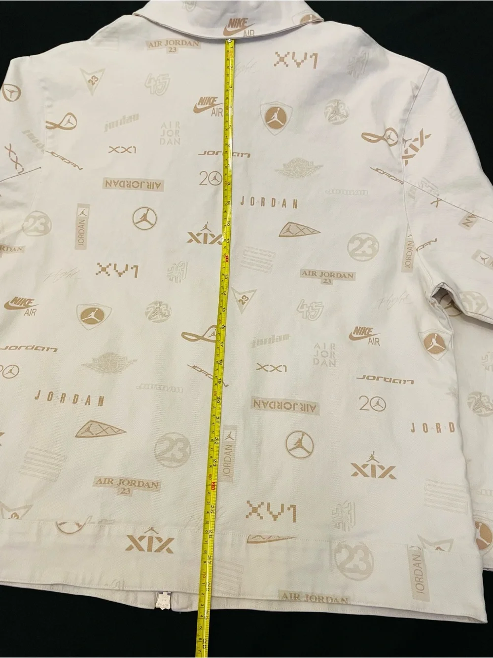 Jordan Flight Heritage Jacket XL All Over Print Zip Vintage Beige 98% Cotton